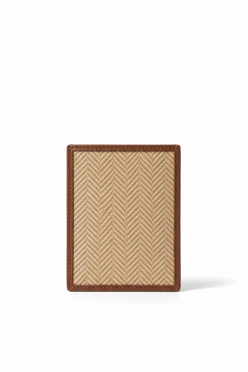Chevron Canvas Cardholder — Tan