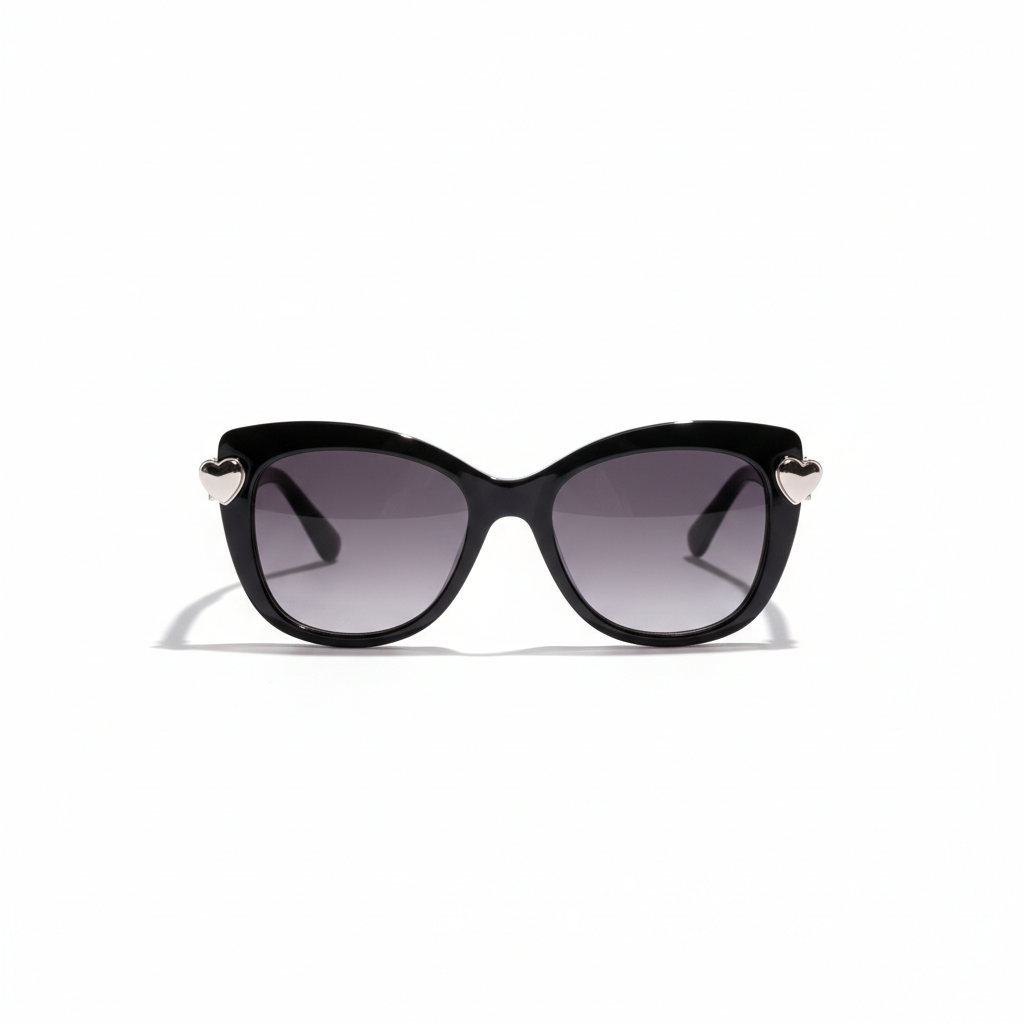Silver Heart Hardware Sunglasses — Black