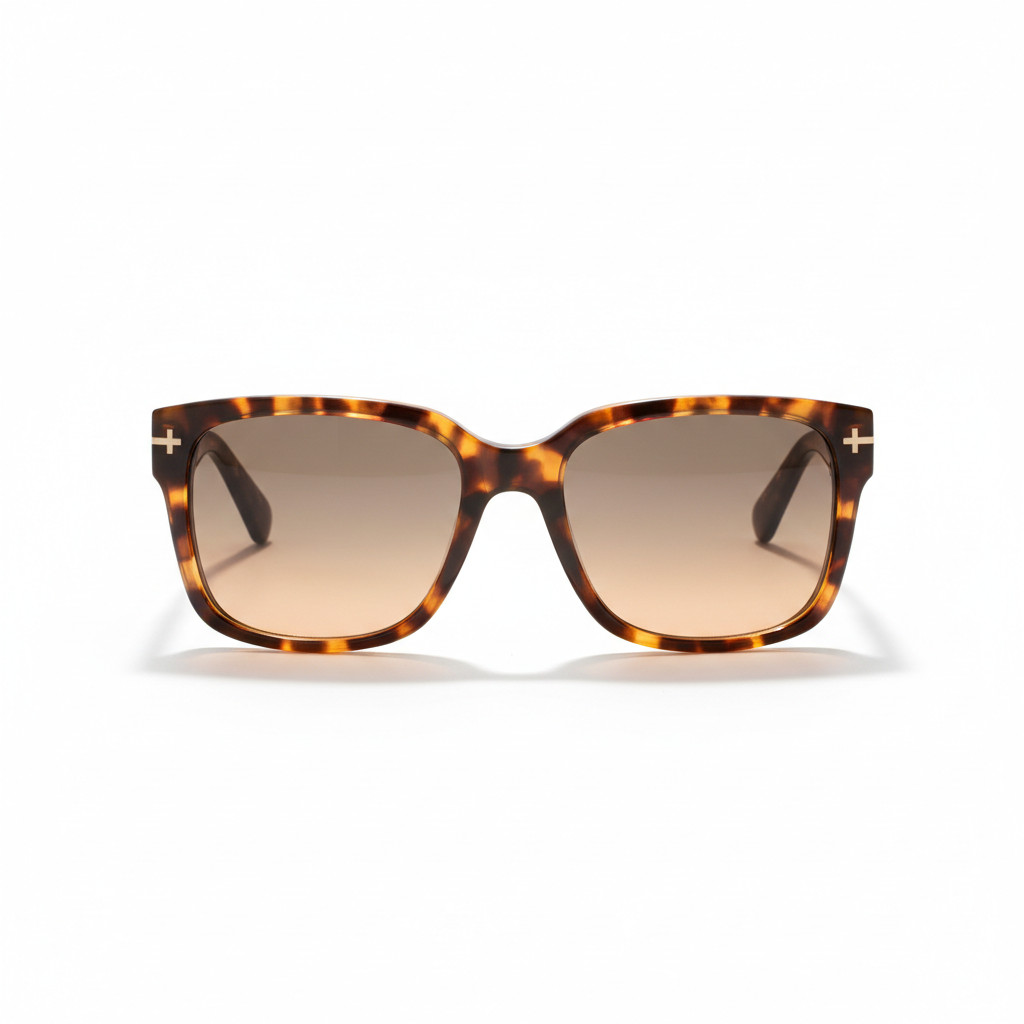 Cross-Detail Sunglasses — Tortoise